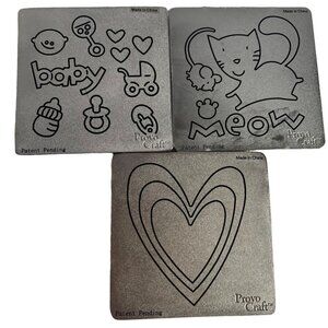 Cricut Cuttlebug Metal Die Set - Concentric Hearts Cat & Fun Baby Shapes Craft T